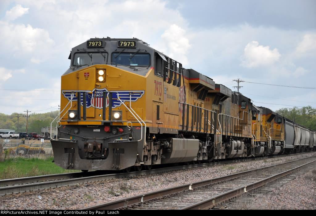 Grain train rolls west